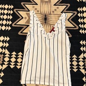 Striped V-Neck Sleeveless Top